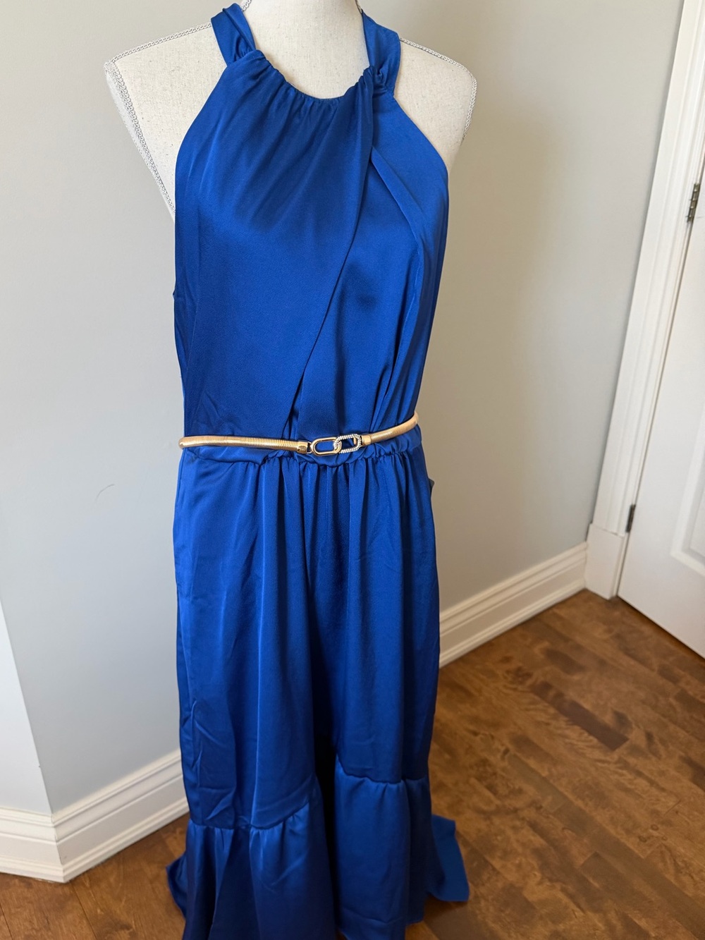 NWT Maggy London Cobalt Blue Halter Maxi Dress